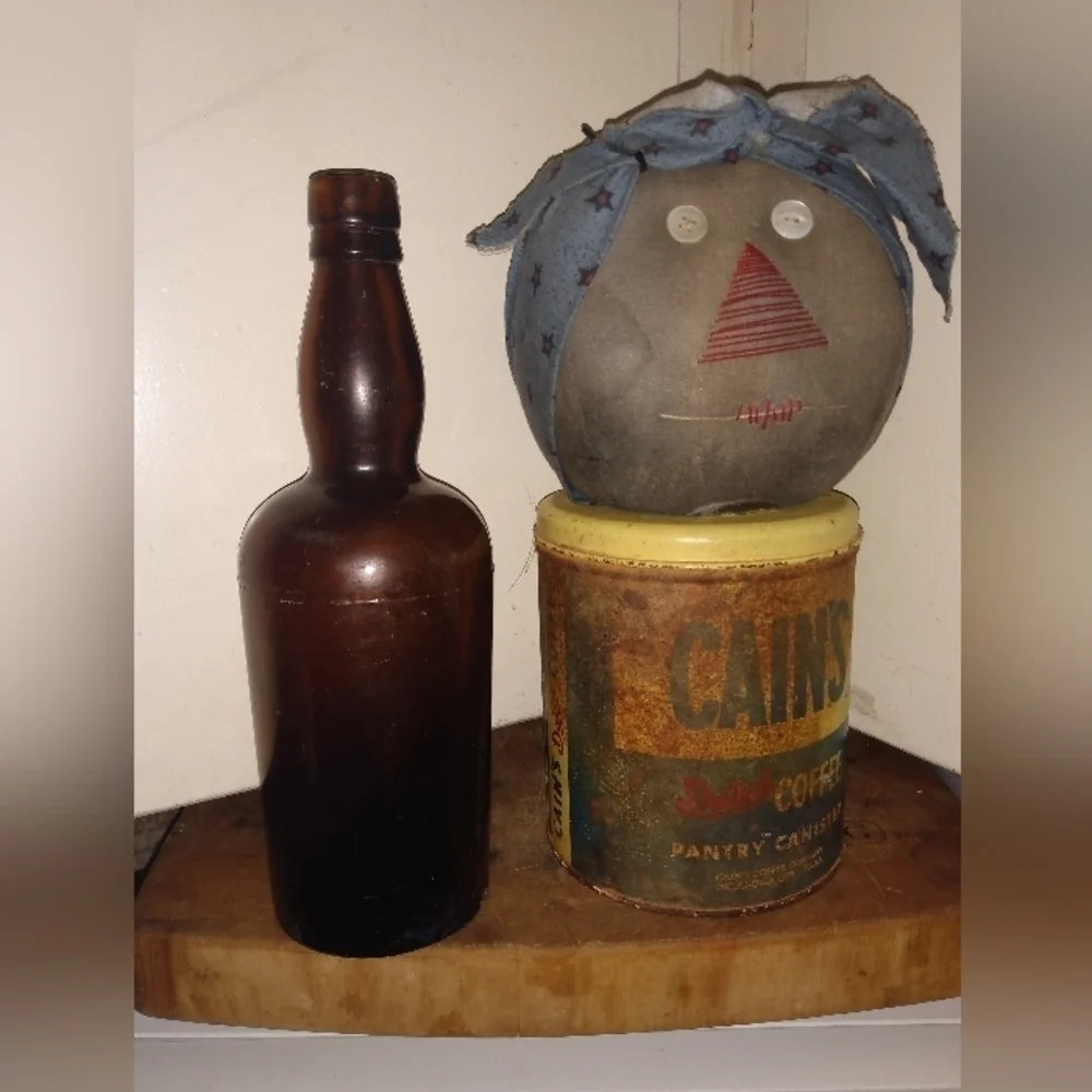Antique Brown Glass Bottle (other decor not included)